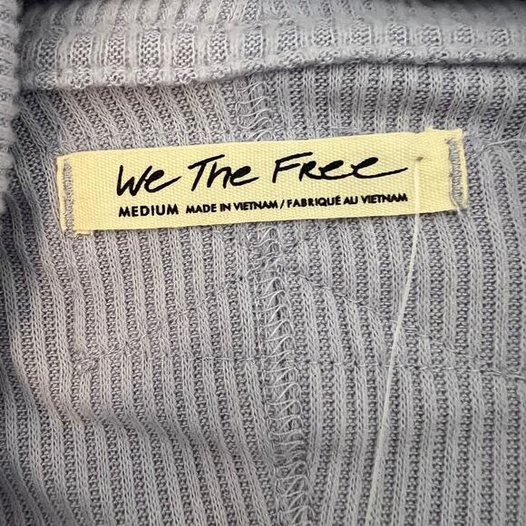 Free People Hold Me Close Deep Surplice V-Neck Long Sleeve Pullover Size M Blue - Picture 4 of 8